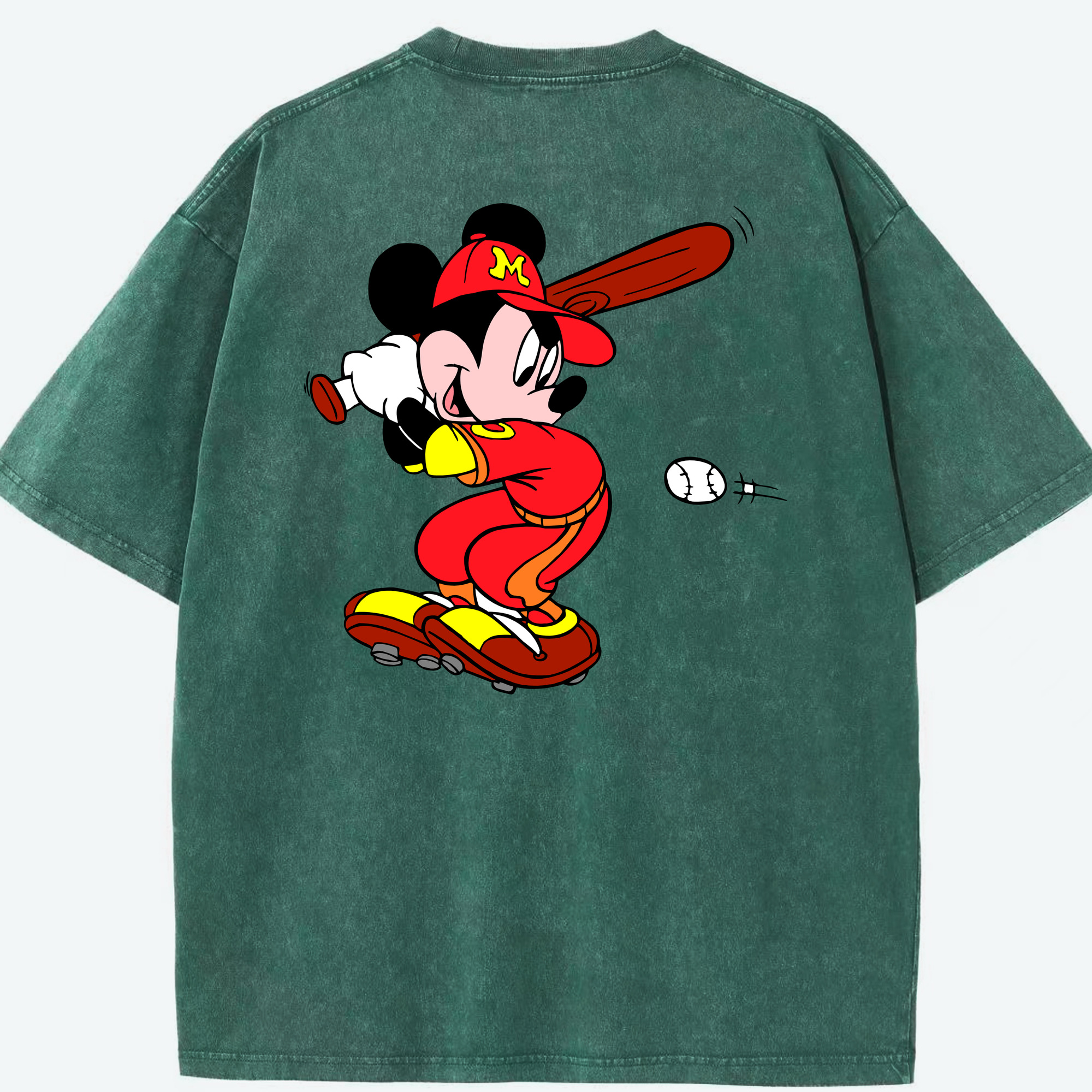 （画像用） ミッキーマウス Mickey Mouse 綿100% ヴィンテージ風 半袖Tシャツ（背面プリント）